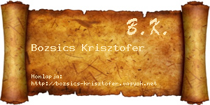 Bozsics Krisztofer névjegykártya